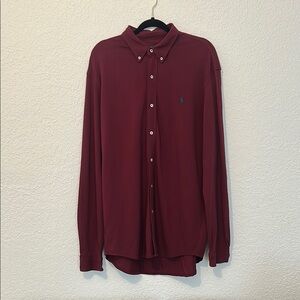 Men's Burgundy Polo Button-Down Shirt